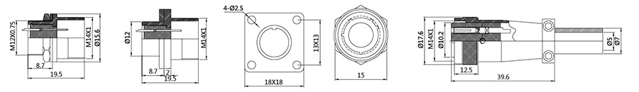 PLS12系列2T-8T圆形连接器结构图