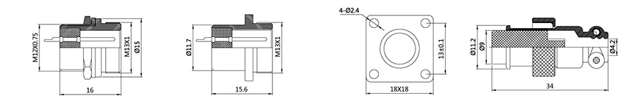 RS765-12系列(内芯工程塑料)2T-5T圆形连接器结构尺寸