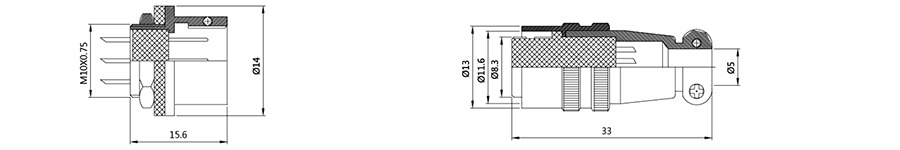 XS10系列2T-5T耐高压航空插头插座结构图