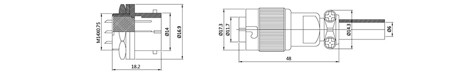 YS1-14斜扣式2T-7T圆形电缆连接器结构图